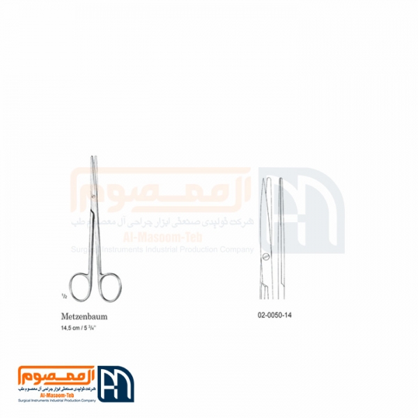 قیچی متزنبام خمیده ۱۴ سانت مدل دو سر کند و تیز و یک سر تیز